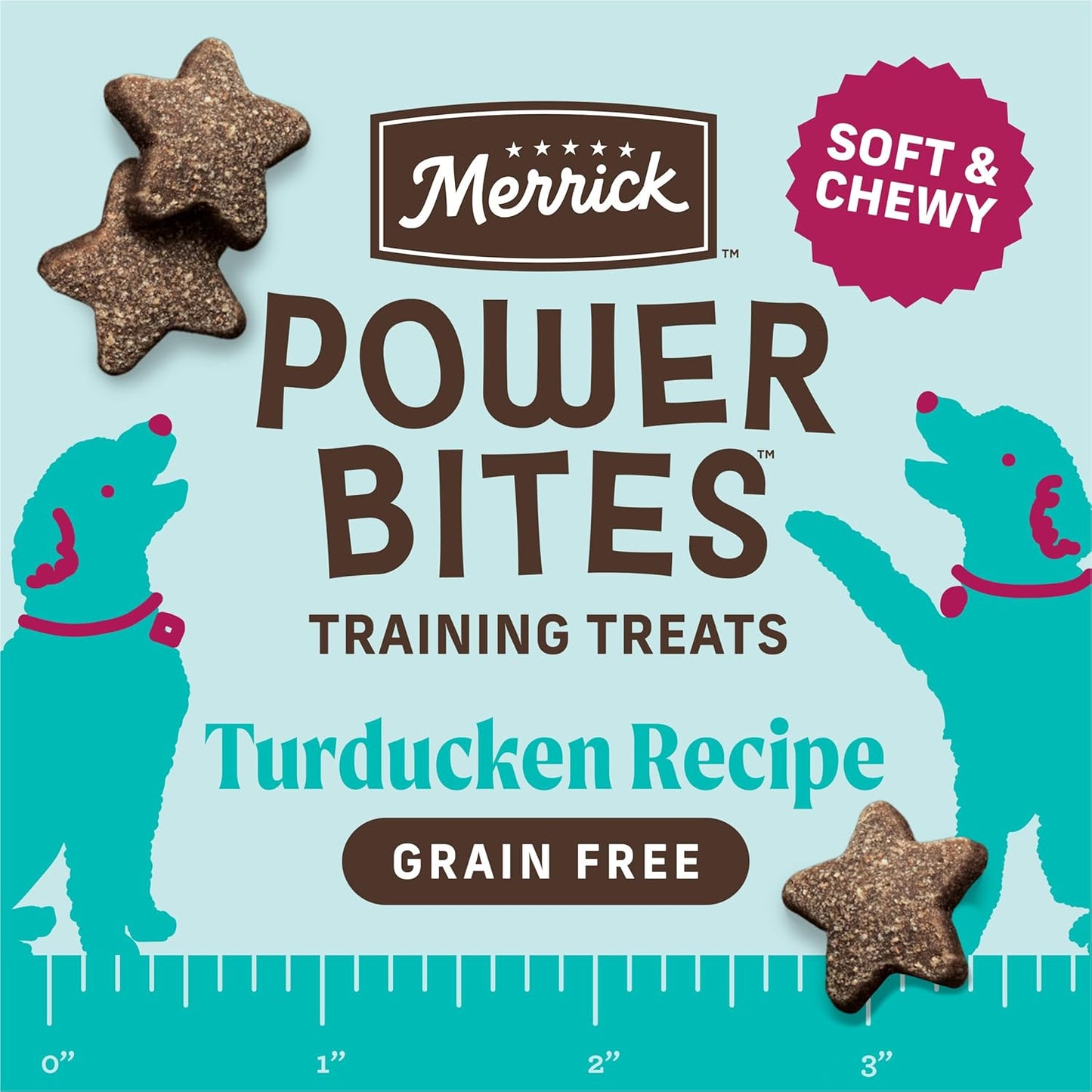 Merrick Power Bites Natural Soft And Chewy Real Meat Dog Treats, Grain Free Snack, Real Turducken Recipe - 6 oz. Bag (Sell out)
