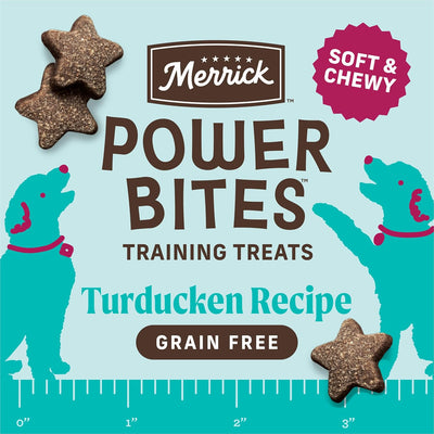 Merrick Power Bites Natural Soft And Chewy Real Meat Dog Treats, Grain Free Snack, Real Turducken Recipe - 6 oz. Bag (Sell out)