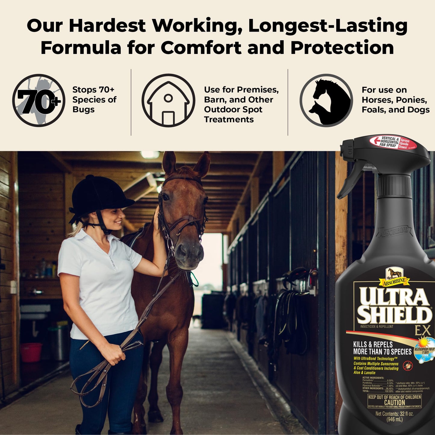 Absorbine UltraShield EX Fly Spray — 17-Day Weatherproof Protection