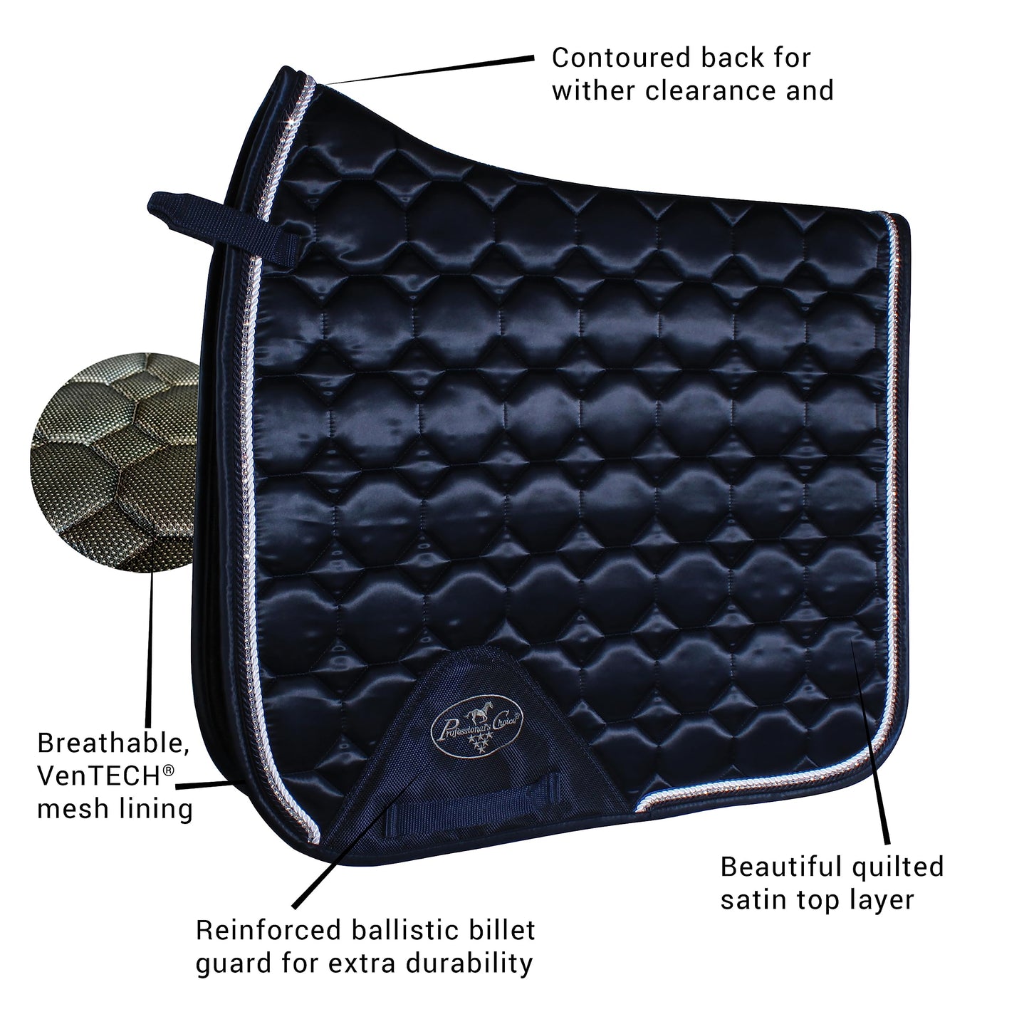 Professional's Choice VenTECH Satin Dressage Saddle Pad - Universal 24" x 21.5"