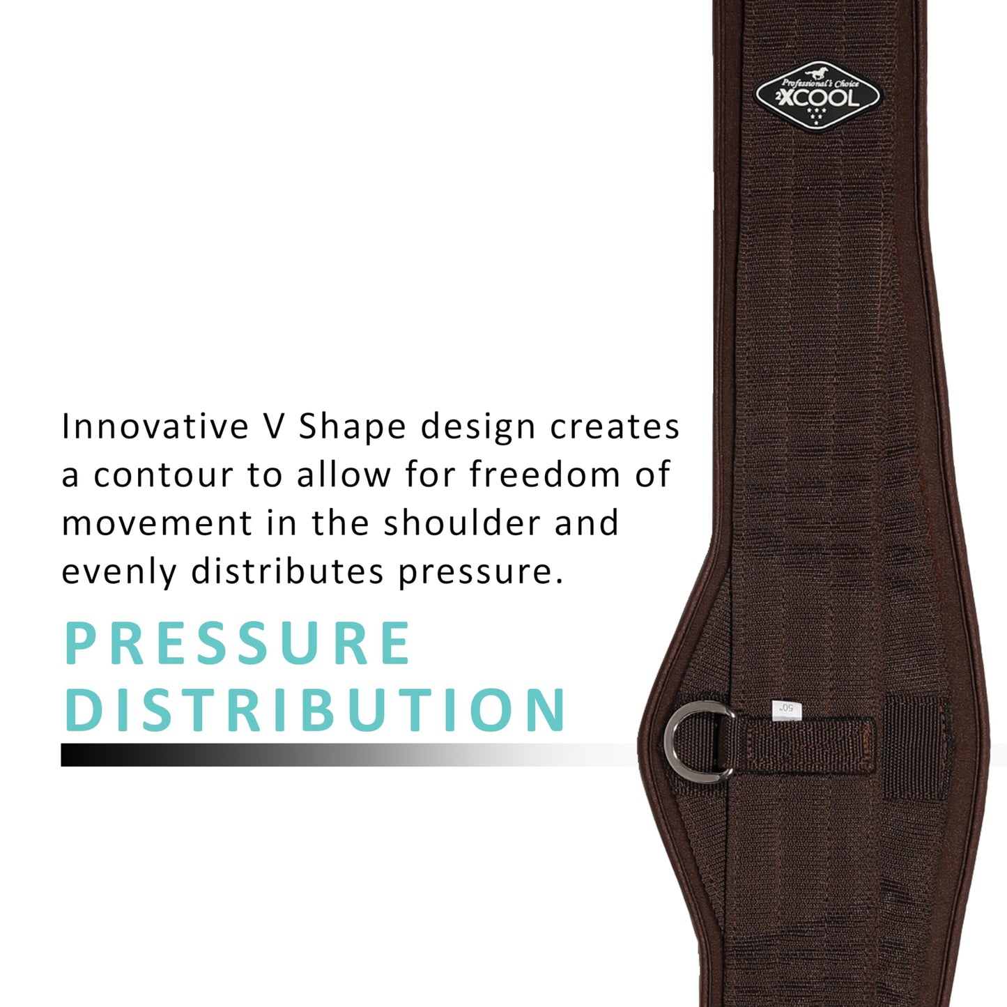 Professional's Choice 2XCOOL English Girth | Cooling Minerals Infused in Liner | V-Shaped Design for Pressure Distribution | Honeycomb Silicone Soft Grip