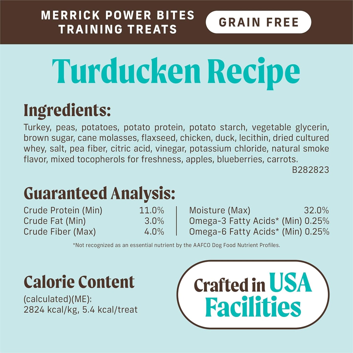 Merrick Power Bites Natural Soft And Chewy Real Meat Dog Treats, Grain Free Snack, Real Turducken Recipe - 6 oz. Bag (Sell out)