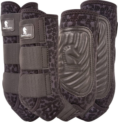 Classic Equine Classicfit Front and Hind Sling Boots, Black Leopard, Small (Sell out) - Hooves and Paws