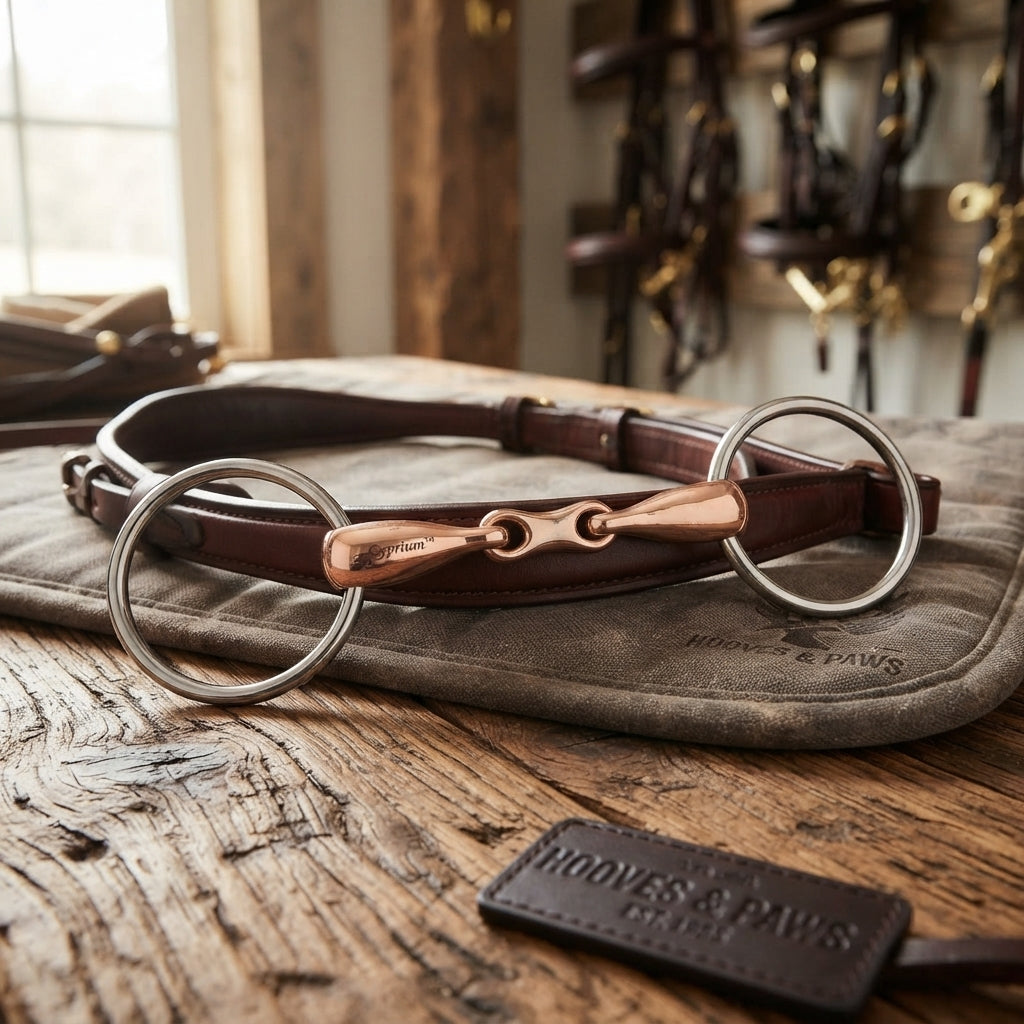 Lifestyle photo of Toklat English 3" Loose Ring French Link Snaffle Bit - 5 1/2" Cyprium 21mm Mouthpiece