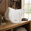 Lifestyle photo of Shires SupaFleece Rimmed Shaped Saddle Pad - Luxury Faux Sheepskin Lining & Shock Absorbing Rolled Edges