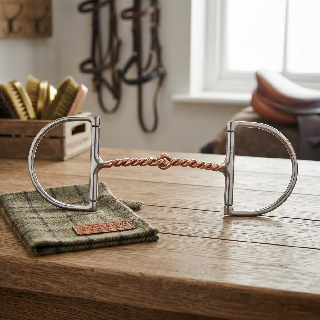 Lifestyle photo of Shires Hunter Dee Bit with Twisted Copper Wire Mouthpiece - Stainless Steel