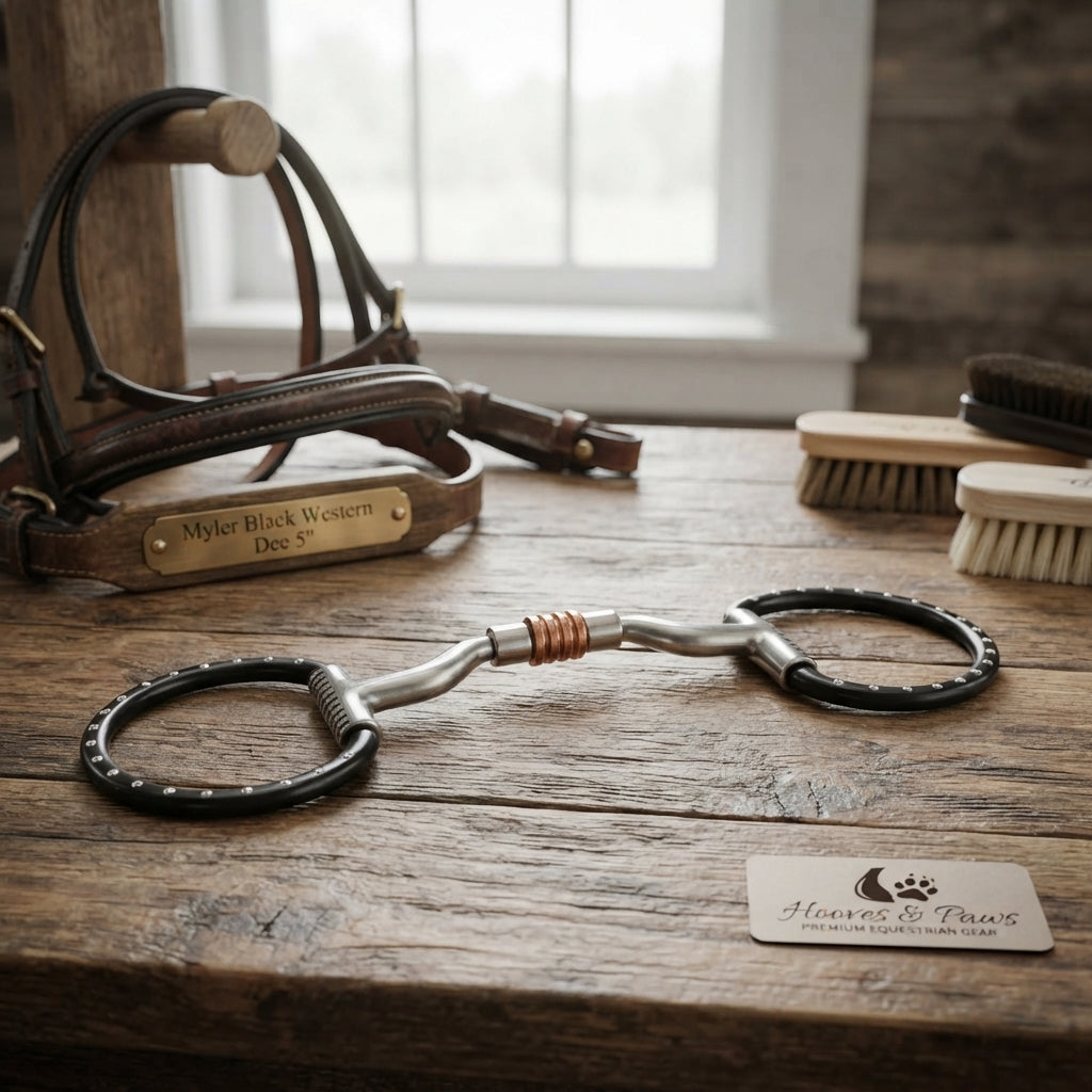 Lifestyle photo of Myler Black Western Dee Bit with 04 Copper Roller Mouthpiece - 5 Inch