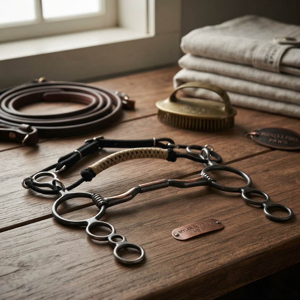 Lifestyle photo of Myler 36 Three Ring Combination Bit with Rawhide - MB 36 Sweet Iron with Copper Inlay - 5 1/2"