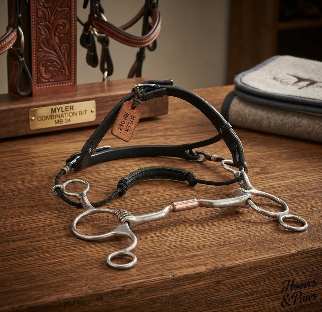 Lifestyle photo of Myler 2-Ring Combination Bit MB 04 Sweet Iron Comfort Snaffle with Copper Inlay - 5" Mouth