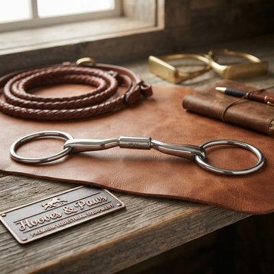 Lifestyle photo of Myler Bridoon Stainless Steel Low Port Comfort Snaffle Bit MB 04 Level 2 - 4 3/4" with Copper Inlay