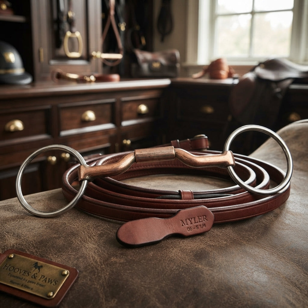 Lifestyle photo of Myler Bridoon Bit 06 - 5 1/4" Sweet Iron Mouthpiece with Copper Inlay Horse Bit