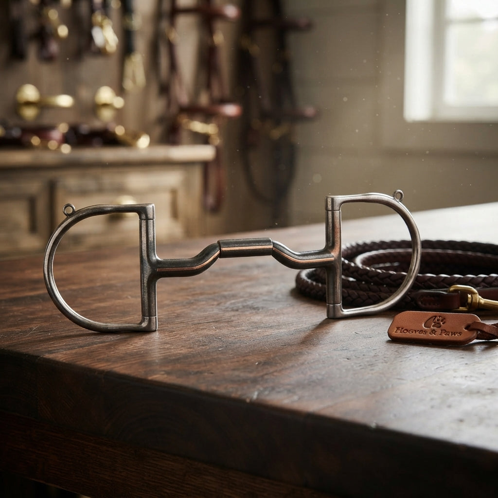 Lifestyle photo of Myler Medium English Dee with Hooks 06 Mouthpiece - 6 inch Sweet Iron with Copper Inlay