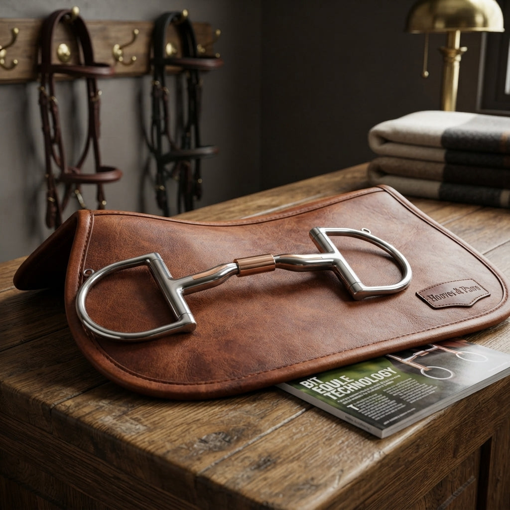 Lifestyle photo of Myler 5" Comfort Snaffle Low Port Medium Dee with Hooks (3 3/8") - Stainless Steel with Copper Inlay 5" Mouth