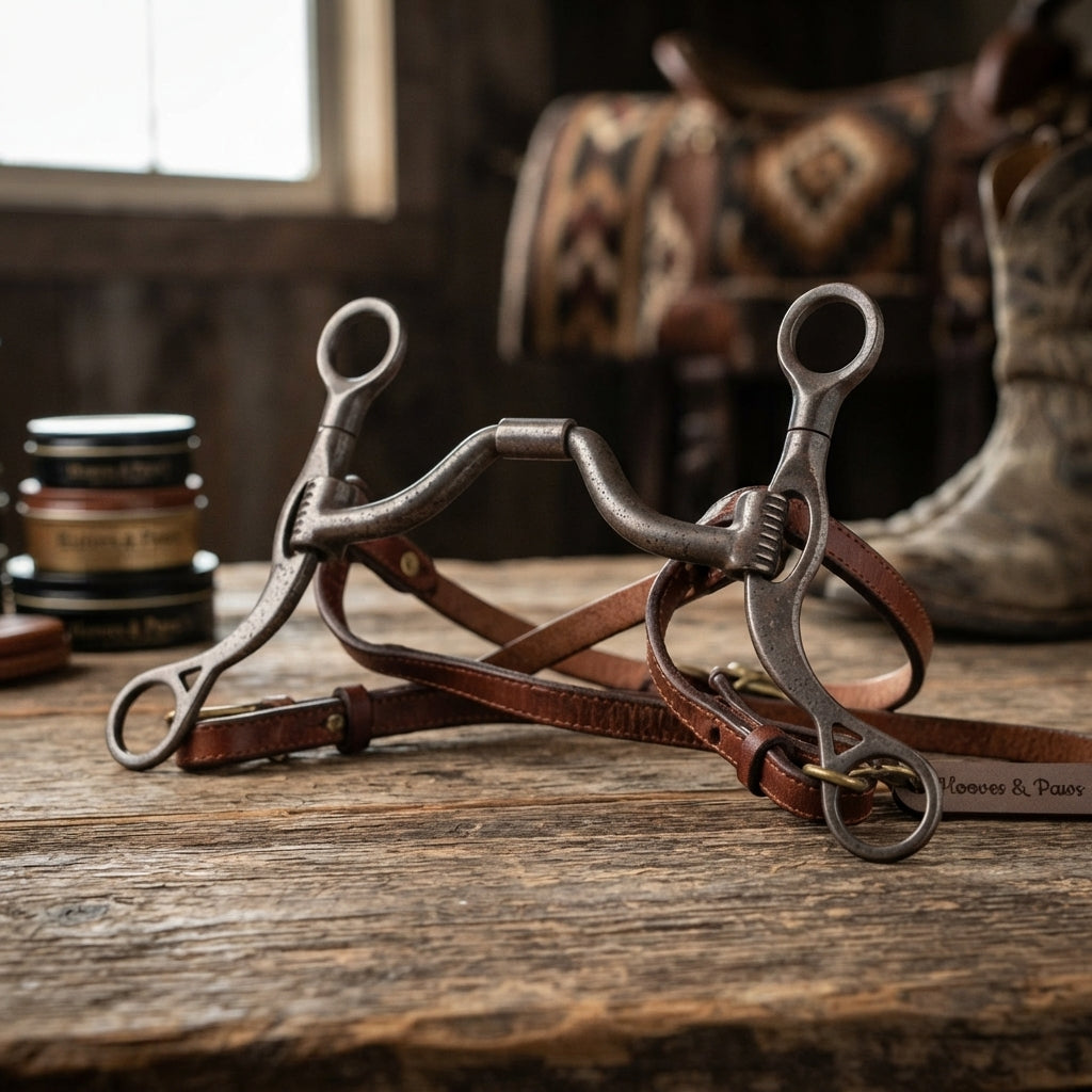Lifestyle photo of Myler Level 3 Short Shank Tapered Barrel Mullen (33) Horse Bit - Sweet Iron