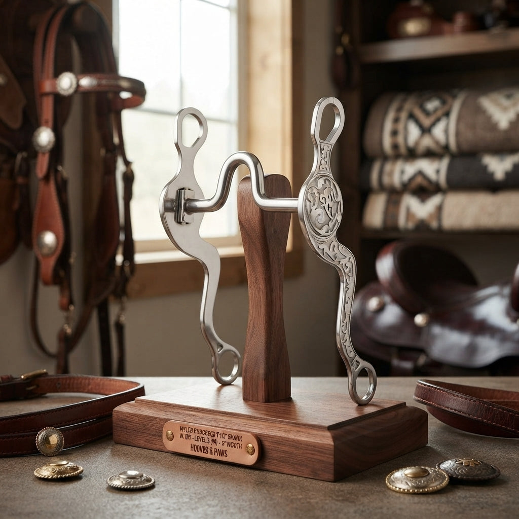 Lifestyle photo of Myler Embossed 7 1/2" Shank Western Bit with Level 3 (98) Mouthpiece - 5" Mouth