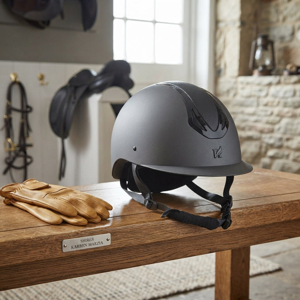 Lifestyle photo of Shires Karben Marzia Standard Peak Riding Helmet - Premium Equestrian Safety Gear