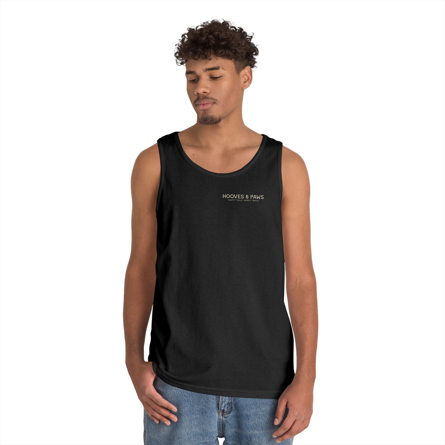 Printify Minimal Gold Monogram Back Logo Tank Top - 100% Cotton, 5.3 oz Weight