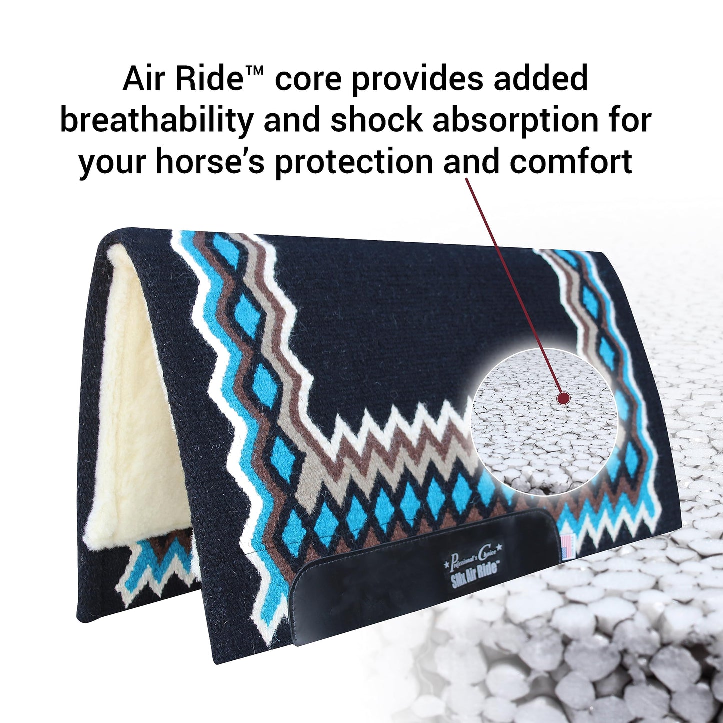 Professional's Choice SMX Heavy Duty Air Ride Shilloh Saddle Pad | 3/4" Breathable Core | 34" x 36" | Hand Woven 100% Navajo Wool 34" x 36"