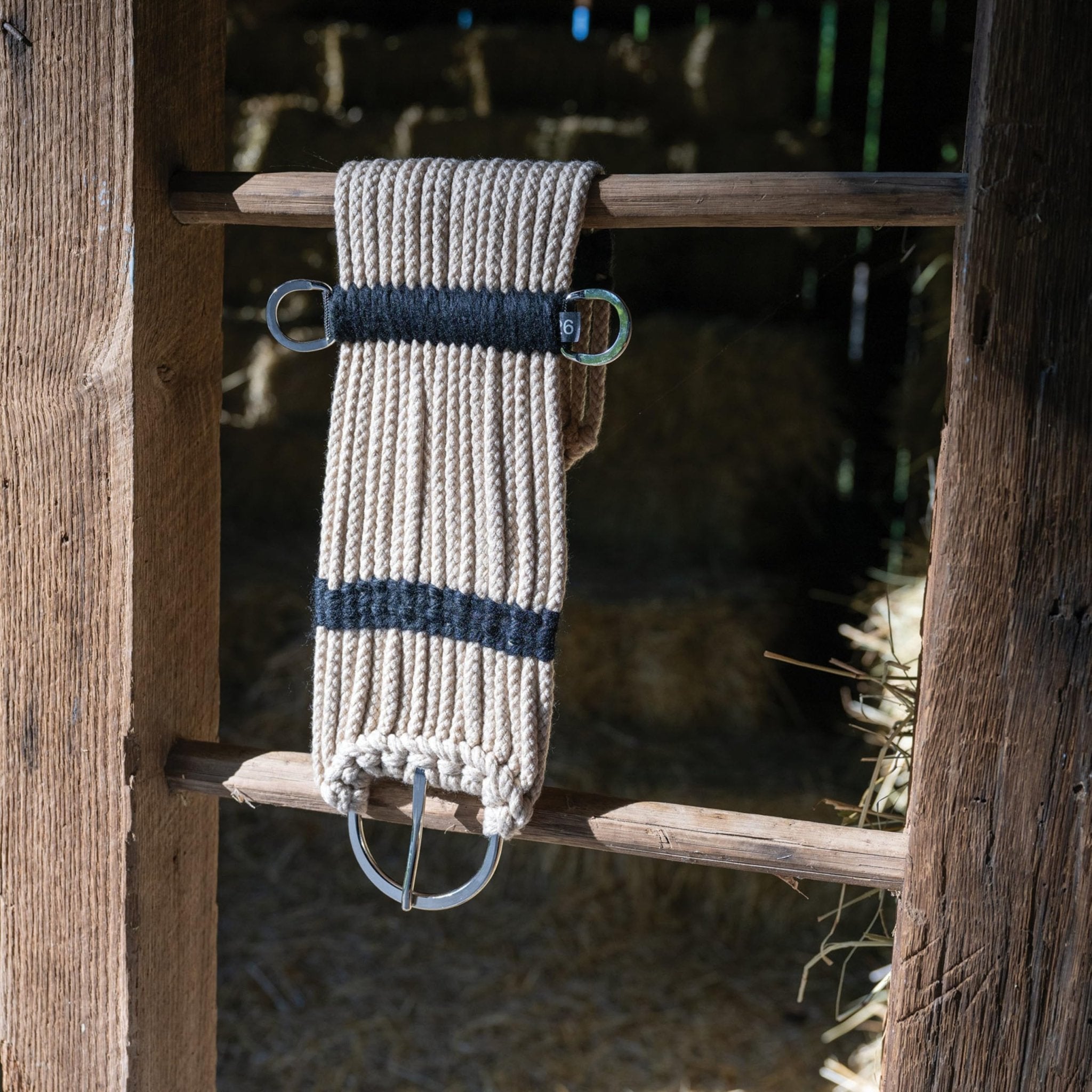 Weaver Equine Rayon 17 Strand Horse Cinch, Anti - Slip Saddle Cinch Girth with Flat Buckle, Western Horse Riding Supplies, ‎Tan/Black - Hooves and Paws