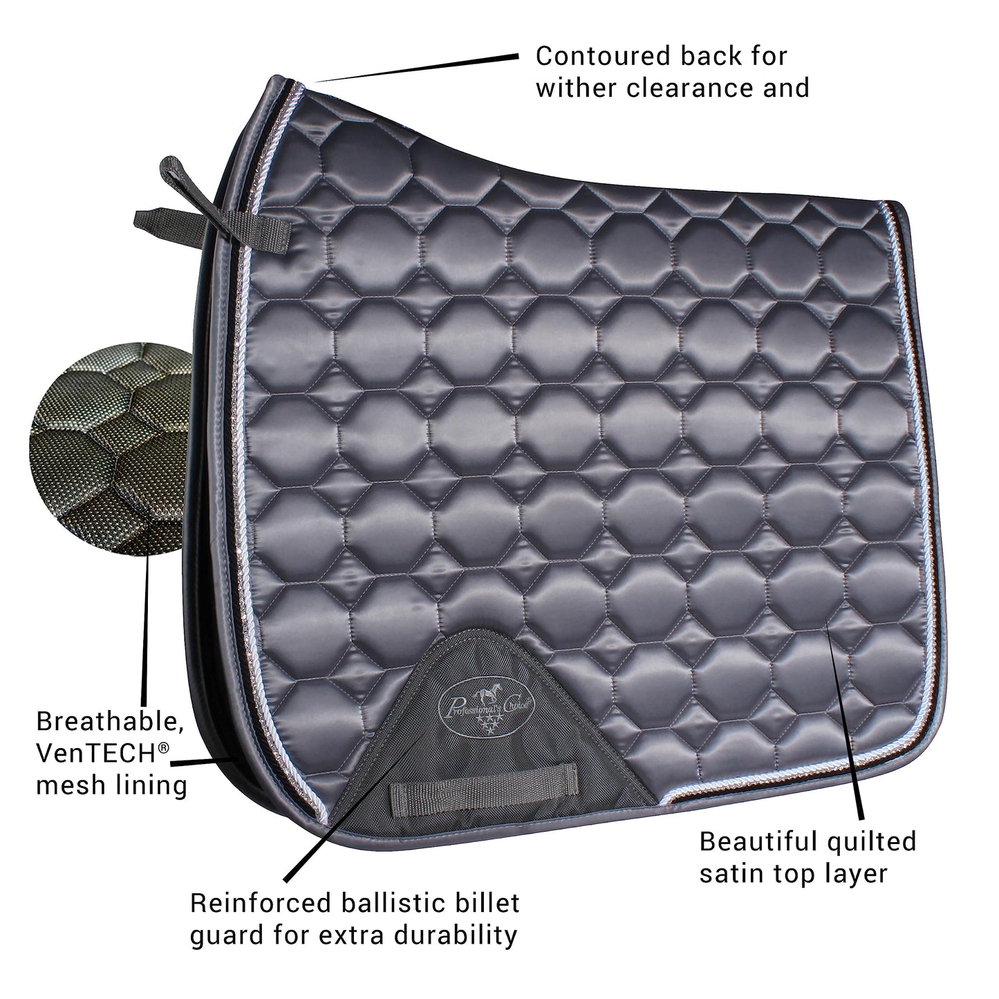 Professional's Choice VenTECH Satin Dressage Saddle Pad - Universal 24" x 21.5"