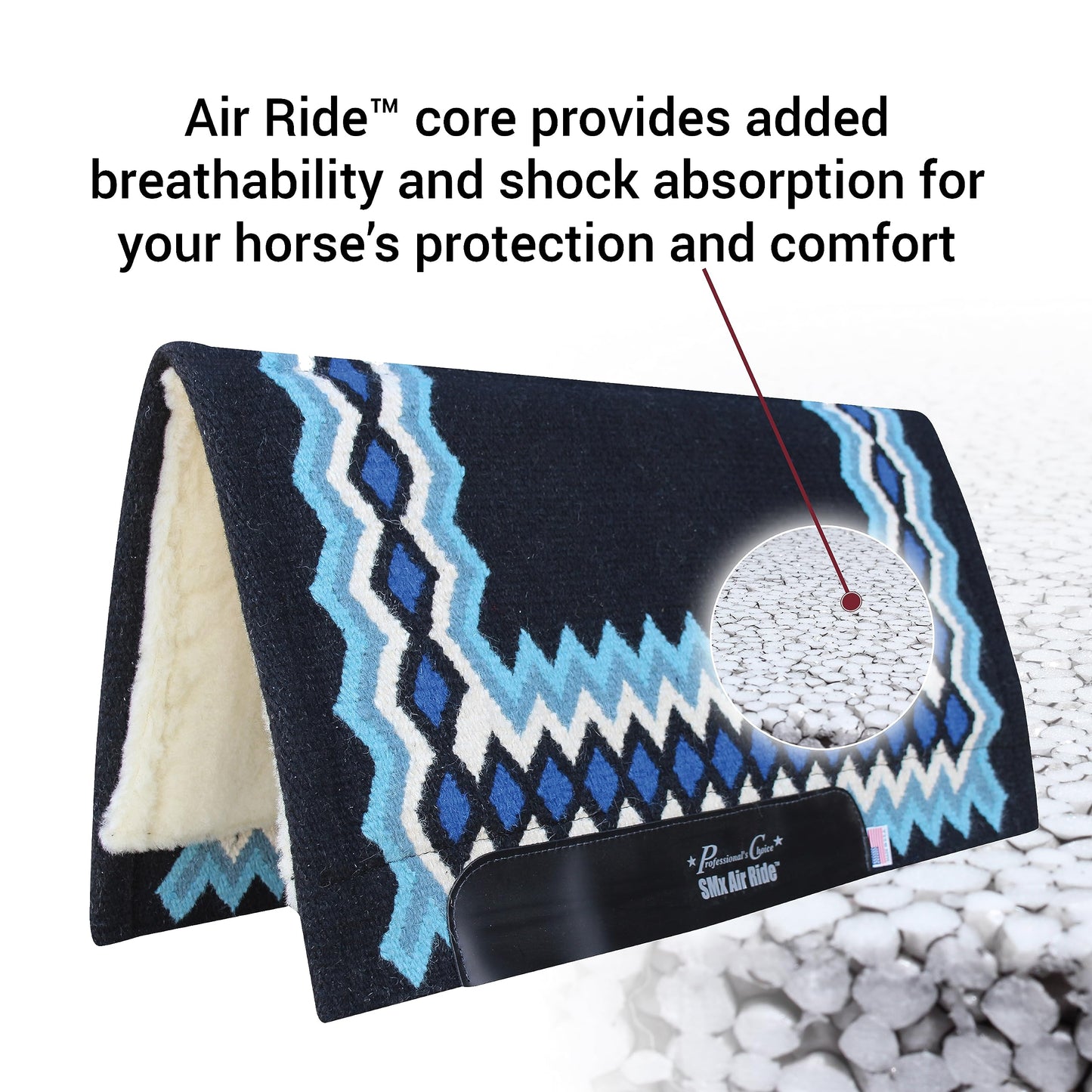 Professional's Choice SMX Heavy Duty Air Ride Shilloh Saddle Pad | 3/4" Breathable Core | 34" x 36" | Hand Woven 100% Navajo Wool 34" x 36"