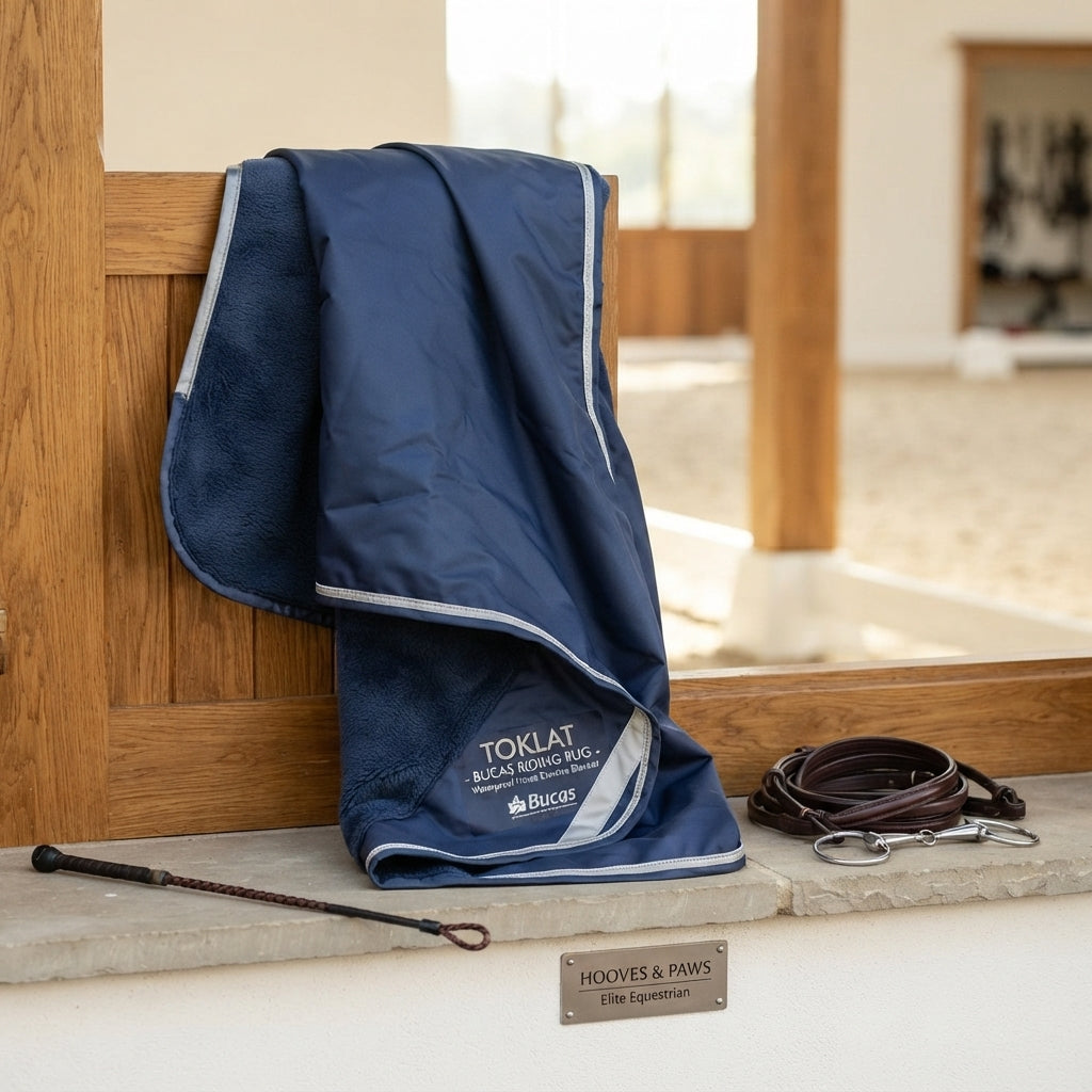 Lifestyle photo of Toklat Bucas Riding Rug - Waterproof Horse Exercise Blanket and Quarter Sheet