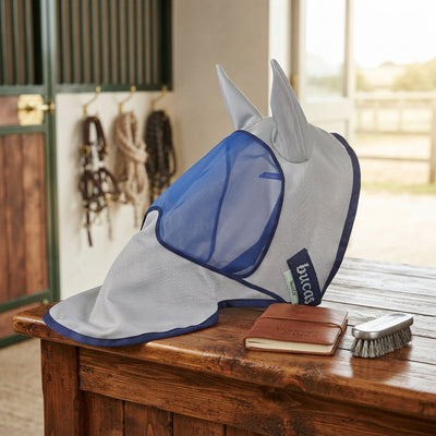 Lifestyle photo of Toklat Bucas Buzz Off Deluxe Fly Mask with Ears - High-Visibility UV Protection Mesh