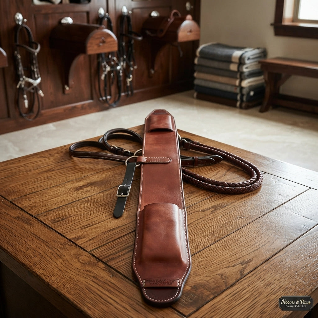 Lifestyle photo of Professional's Choice Doubled & Stitched 3-Inch Heavy Harness Leather Rear Flank Cinch - 35-40" Length
