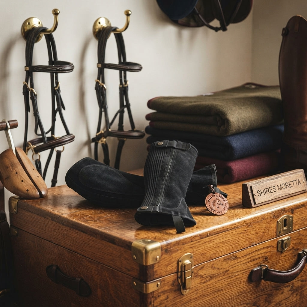 Lifestyle photo of Shires Moretta Suede Half Chaps – Classic Leg Protection