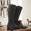 Lifestyle photo of Shires Moretta Amara Black Child's Half Chaps - Machine Washable Amara Fabric & UltraFit Leg Panel - Multiple Sizes