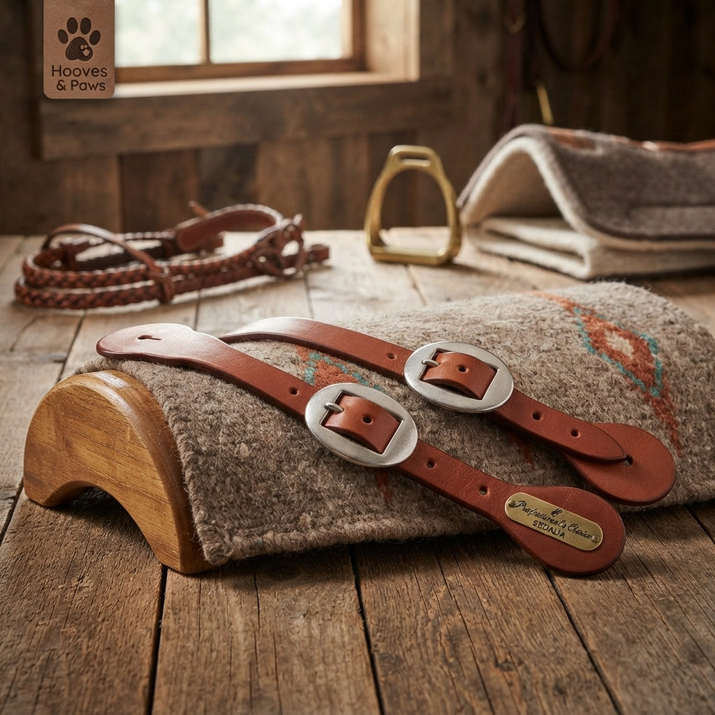 Lifestyle photo of Professional's Choice Sedalia Men's Spur Straps - 3/4" Durable Harness Leather - Adjustable