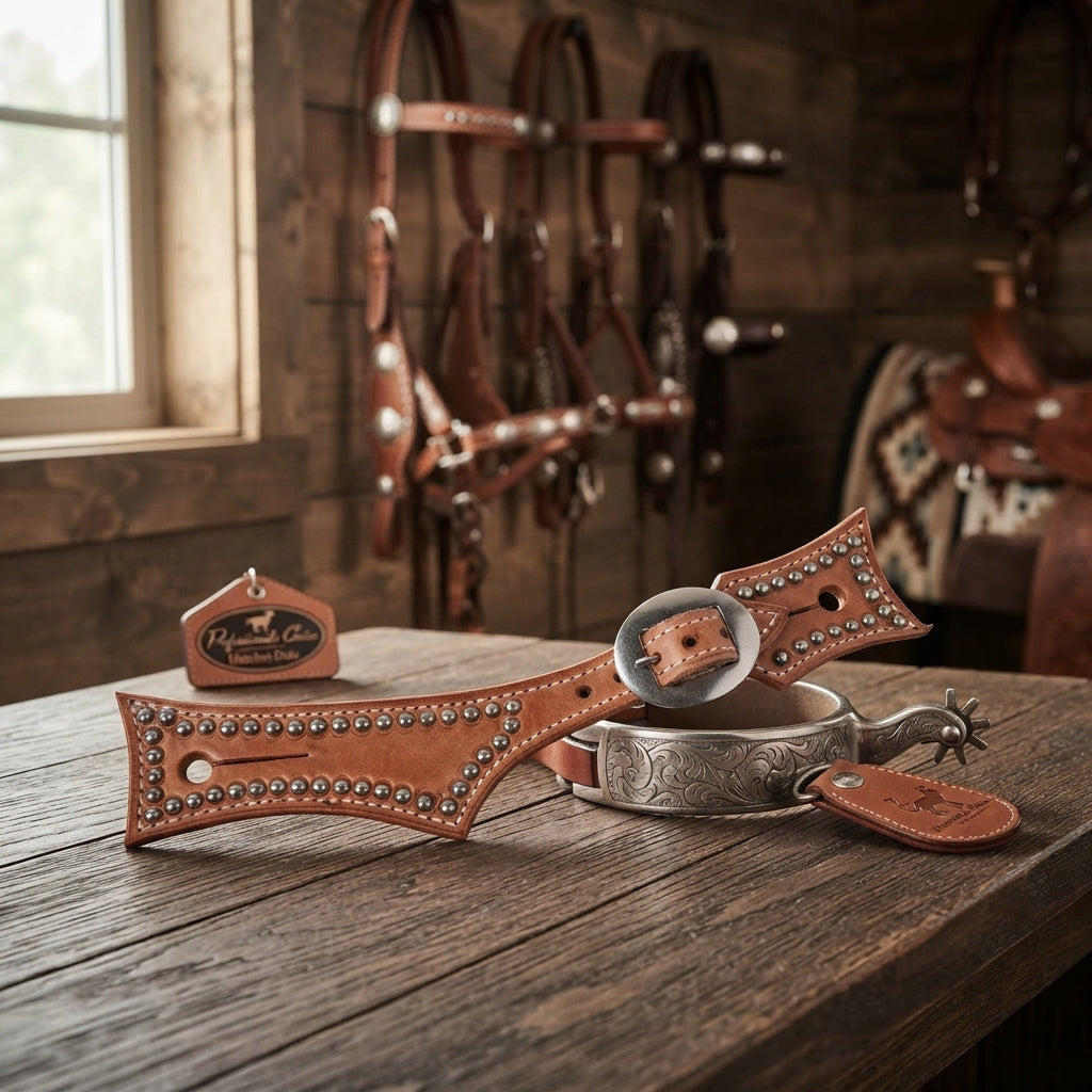 Lifestyle photo of Professional's Choice Hatchet Dots Spur Straps - Western Leather