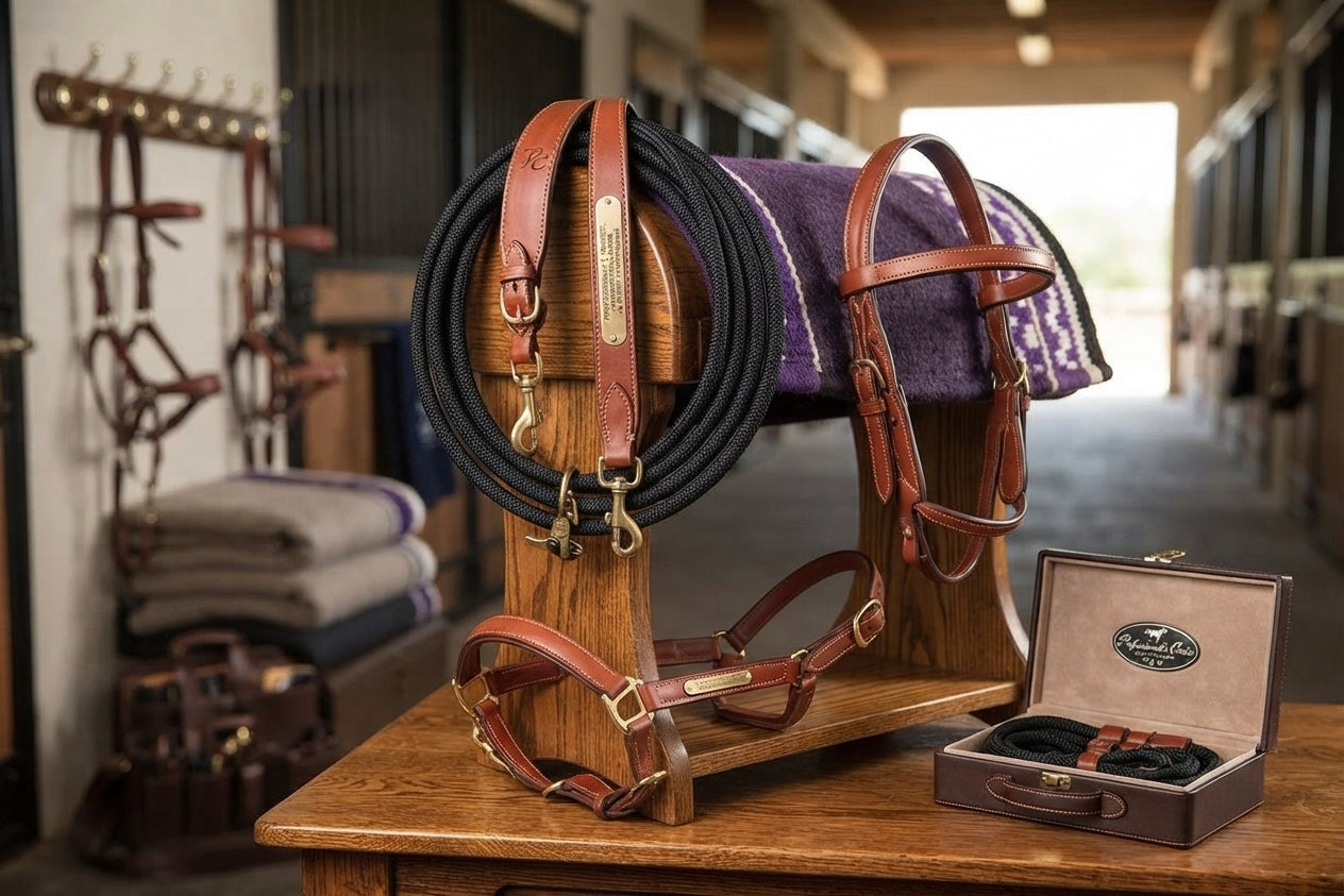 Lifestyle photo of Professional's Choice Al Dunning Draw Rope Martingale - Adjustable Horse Training Aid for Head Position and Flexion