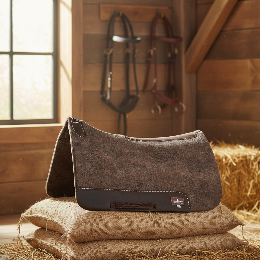 Classic Equine 1-Inch Alpaca Felt Western Saddle Pad - Contoured Shock-Absorbing Equestrian Pad