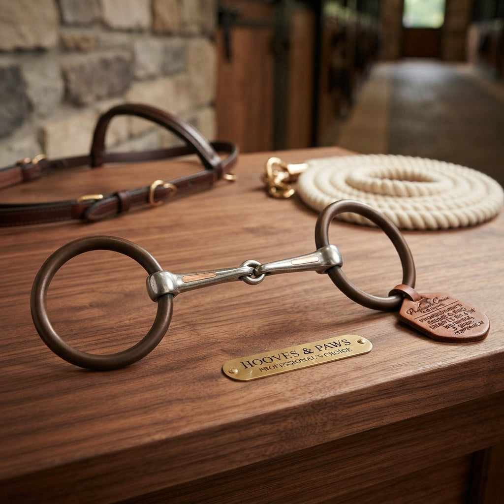 Lifestyle photo of Professional's Choice Equine O-Ring Signature Snaffle Bit - 5 1/4" Mouthpiece, 3" Rings, Copper Inlay