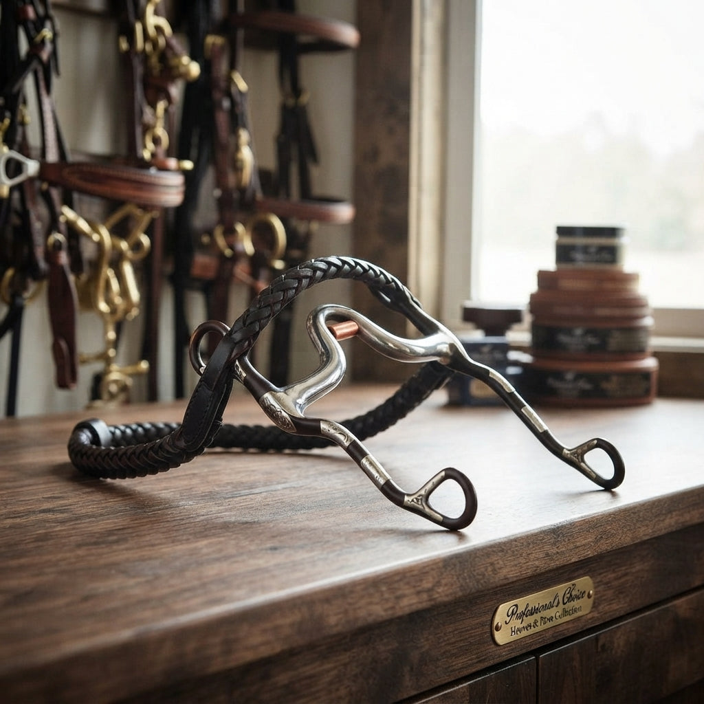 Lifestyle photo of Professional's Choice Equine Port With Roller Bit - 5" Mouth, Copper Roller, 2.5" Medium Port, 9" Cheek