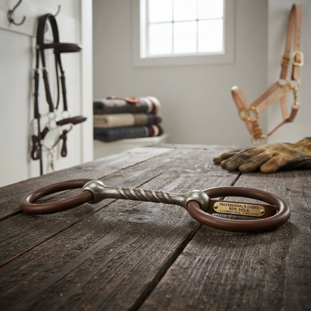 Lifestyle photo of Professional's Choice Bob Avila Snaffle Horse Bit - 5 1/4" Sweet Iron Mouthpiece, 3" Rings