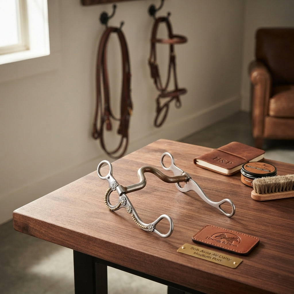 Lifestyle photo of Professional's Choice Bob Avila AV Daisy Medium Port Horse Bit - 5" Sweet Iron Mouthpiece, 6" Shank, 2" Port