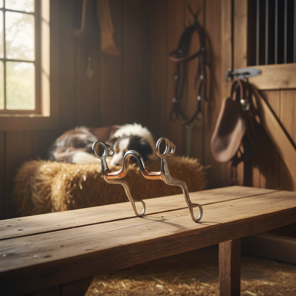 Antique Varnish Leaf Shank Medium Port Western Horse Bit