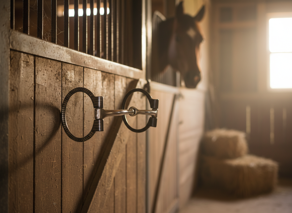 AV Stainless Steel D-Ring Snaffle Horse Bit with Silver Details