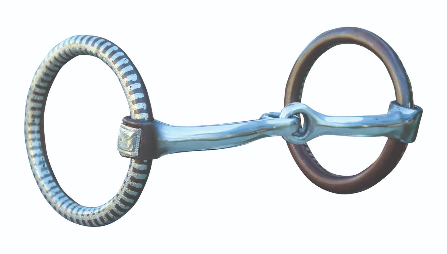 AV O-Ring Snaffle Horse Bit with Silver Accents