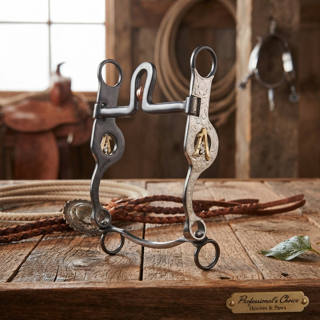 Lifestyle photo of Professional's Choice Bob Avila Signature Private Collection 8 Western Bit - 1.75" Spoon Port, 7.5" Shanks, Silver Overlay