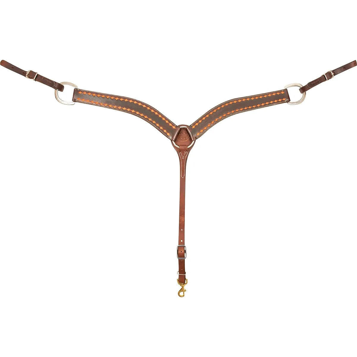 Martin Saddlery Dark Framed Diamond Tooled Leather Western Breast Collar - 2-Inch Width, Horse Size