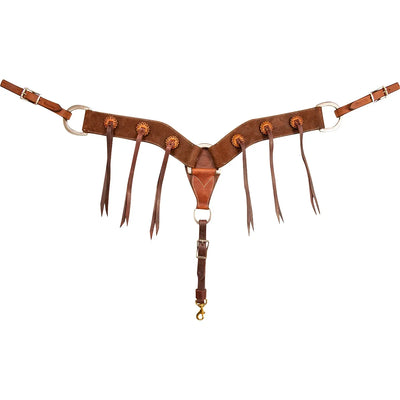Martin Saddlery 2.75-Inch Western Leather Breast Collar - Chocolate Roughout with Rosette Blood Knots