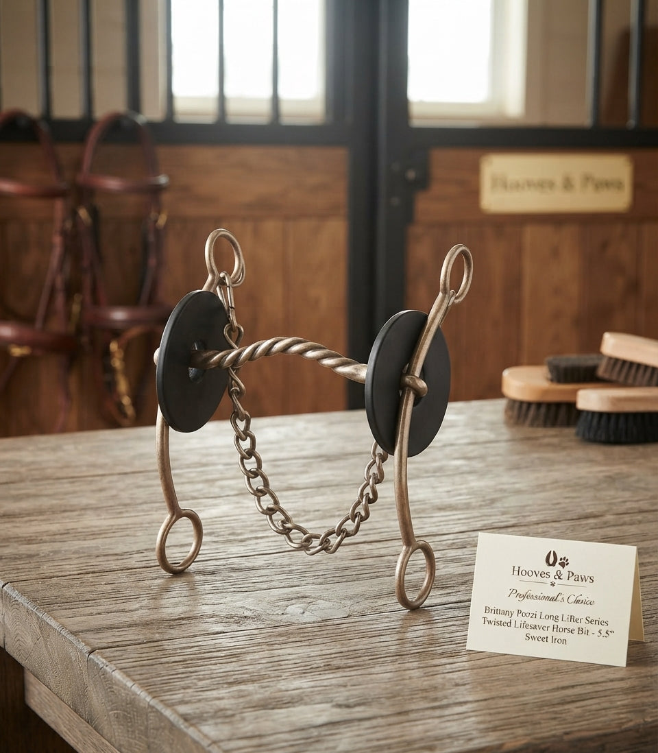 Lifestyle photo of Professional's Choice Brittany Pozzi Long Lifter Series Twisted Lifesaver Horse Bit - 5.5" Sweet Iron