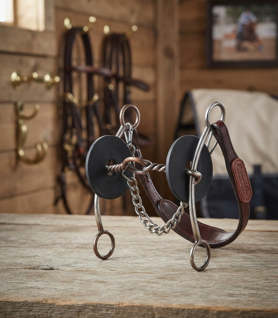 Lifestyle photo of Professional's Choice Brittany Pozzi Long Lifter Series Twisted Lifesaver Horse Bit - 5.5" Sweet Iron