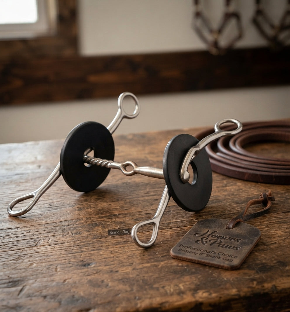 Lifestyle photo of Professional's Choice Brittany 8" Shank 3-Twist Gag Horse Bit - Sweet Iron Mouthpiece