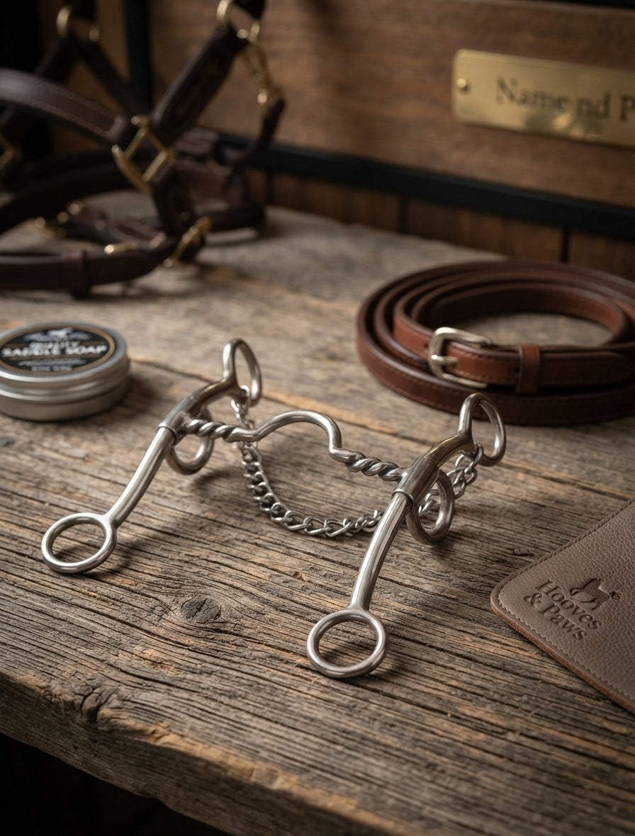 Lifestyle photo of Professional's Choice Derby Bit - 6.75" Shank Twisted Wire Low Port Mouthpiece for Finished Horses