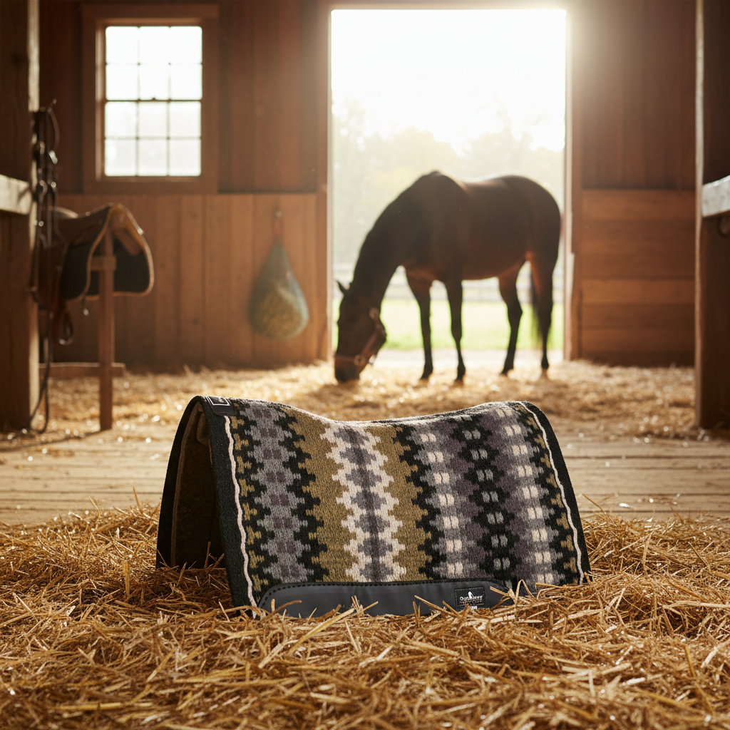 Classic Equine 3/4-Inch Alpaca Felt Blanket Top Horse Saddle Pad - Anatomically Contoured, Alpaca-Wool Blend