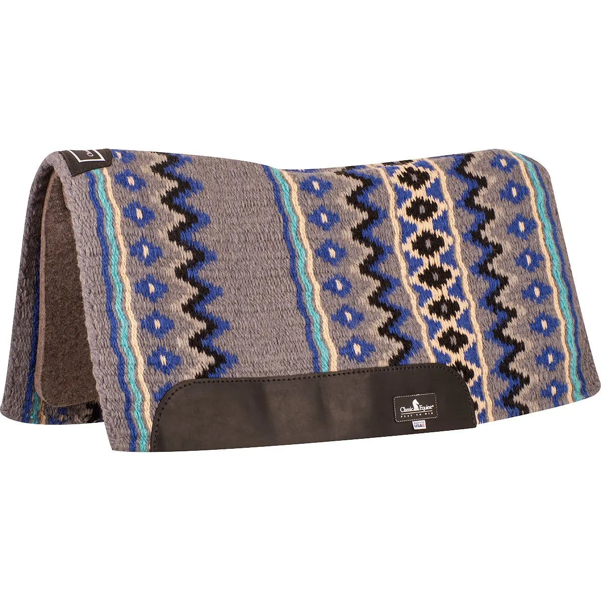 Blanket Top Western Saddle Pad - 1/2-Inch Natural Wool Felt, Hand-Woven Top, Contoured Spine & Wither Relief